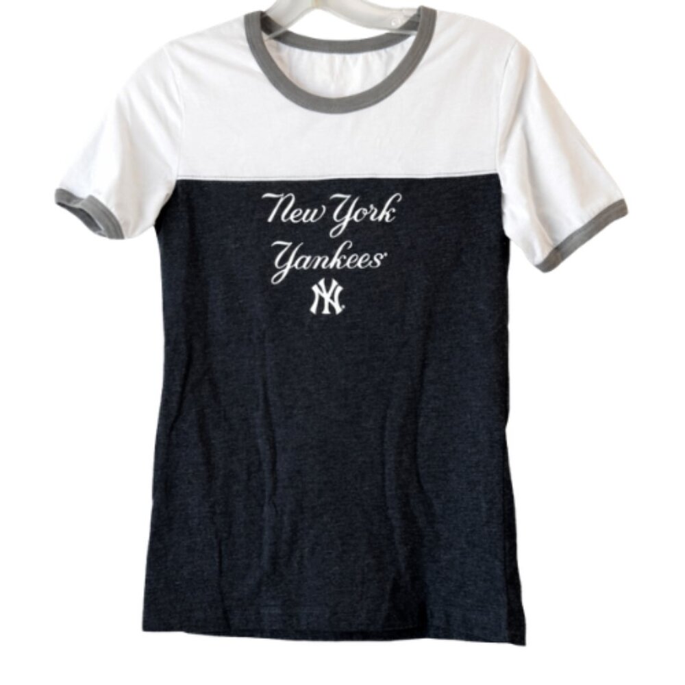 New York Yankees Tee Navy Blue White Gray XS